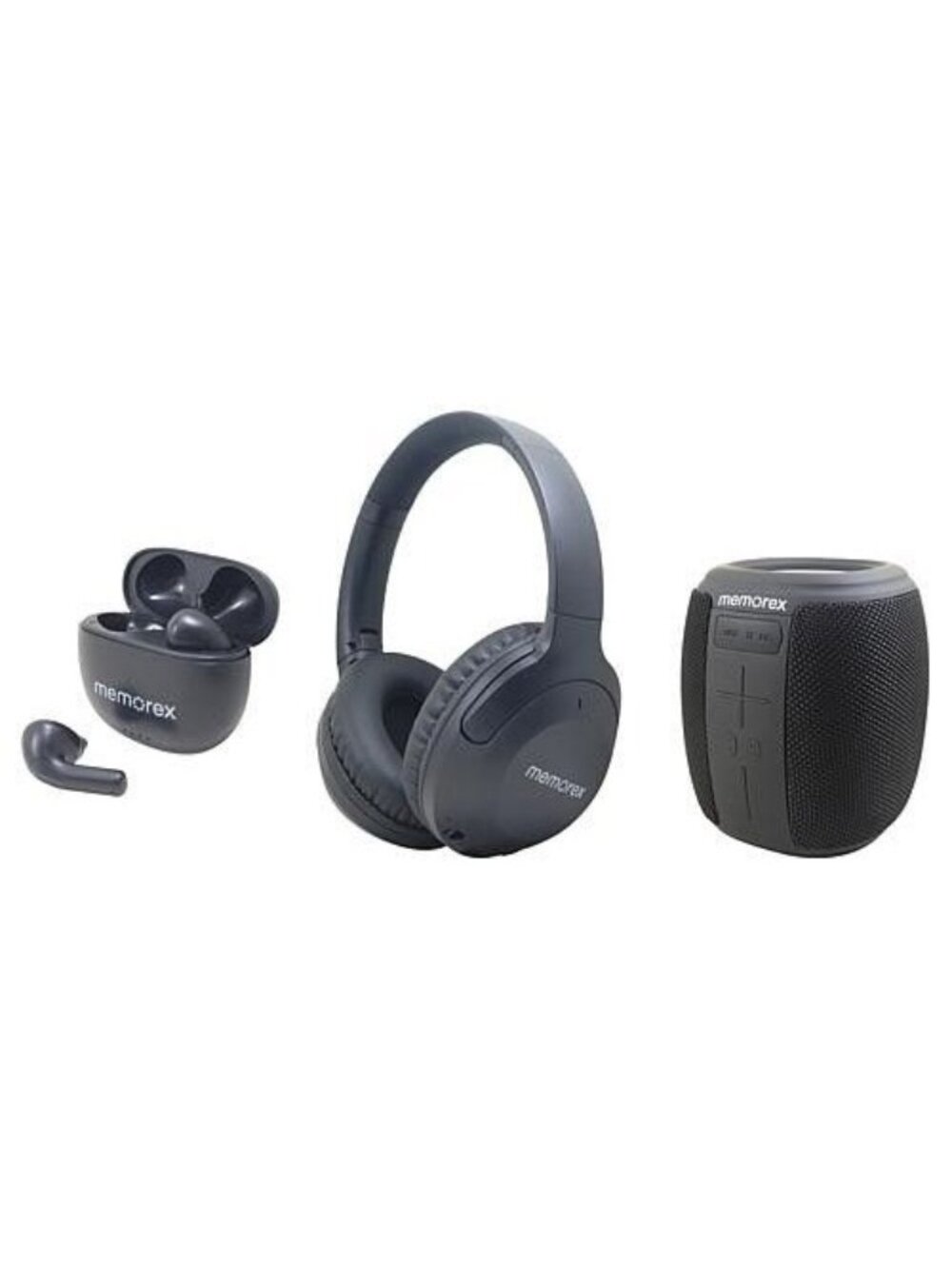 Memorex 3-in-1 Wireless Audio Triple Pack-Bluetooth-Earbuds/Headphones/Speaker
